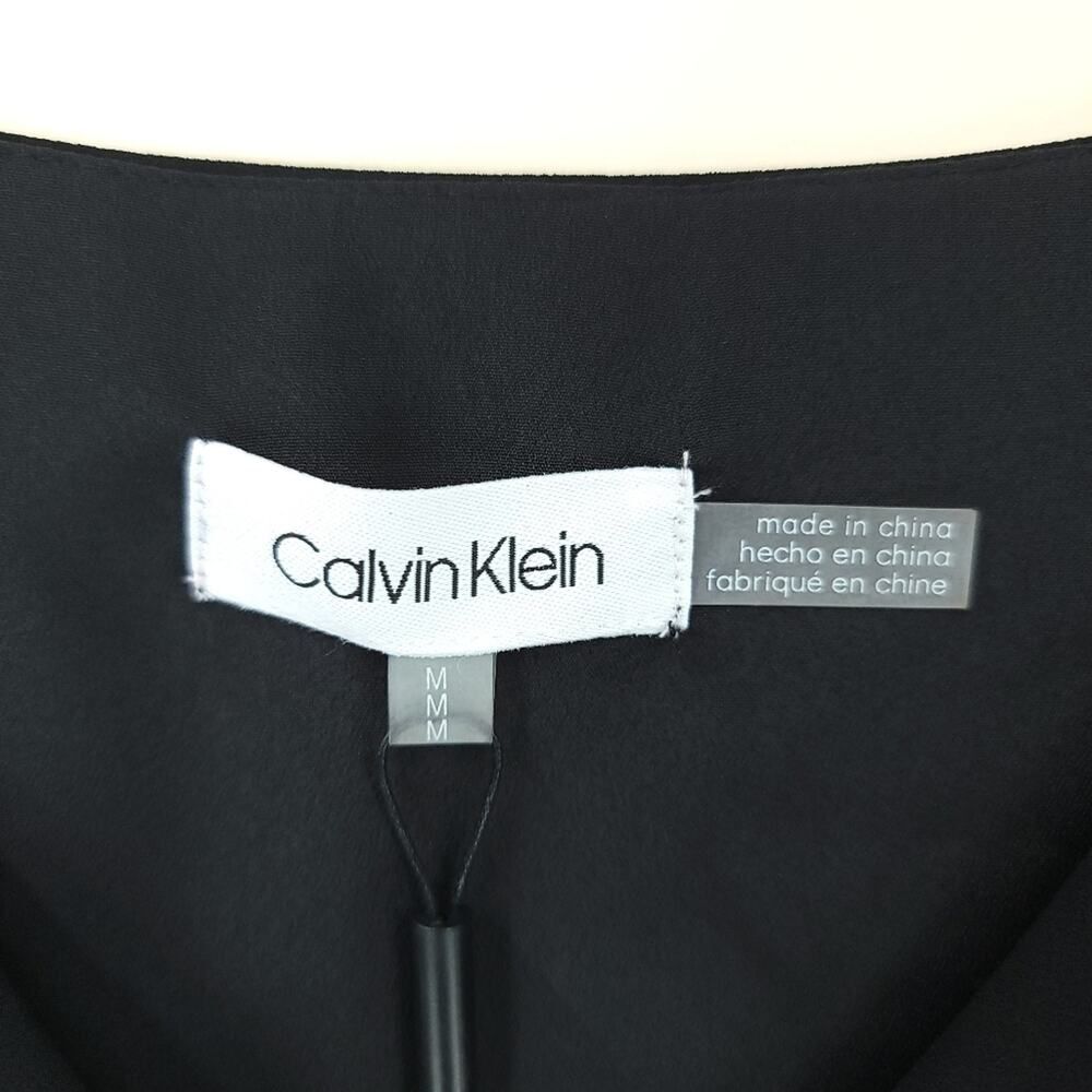 Calvin Klein Black Chiffon V-Neck Blouse Size M - Picture 4 of 9